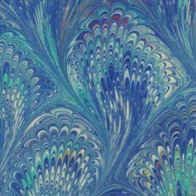 Hand Marbled Paper Peacock Pattern in Blues ~ Berretti Marbled Arts